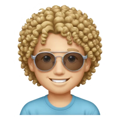 chico con pelo rizado, piel blanca y unas gafas de sol y2k sticker