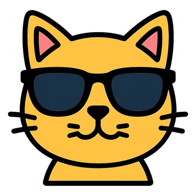 cat wearing sunglasses color icon sticker