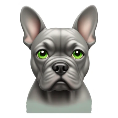 focused grey French bull dog with green eyes in soft blur sticker