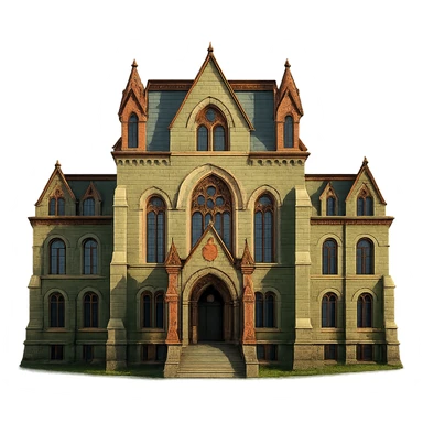cinematic, realistic emoji of College Hall at the University of Pennsylvania, straight-on perspective, featuring its iconic Victorian Gothic architecture, lifelike detail, bright regal lighting as on a sunny day, accurate building colors sticker