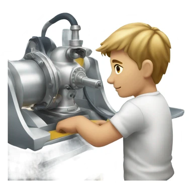 boy using yacht polishing machine sticker