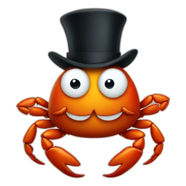 crab with a top hat and a beard sticker