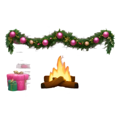 White brick fireplace with pink Christmas decor sticker