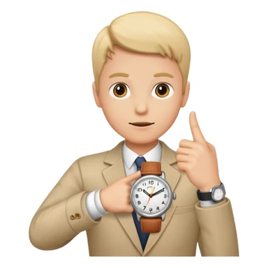 Emoji saying now maybe a watch and ur pointing at it like times up sticker