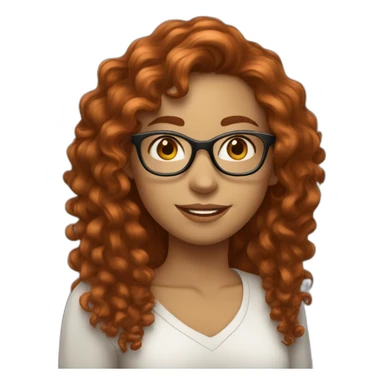 Whitw-girl-with-curly-long-hair-red-head-eyes-brown-wearing-glasses-blouse-white sticker