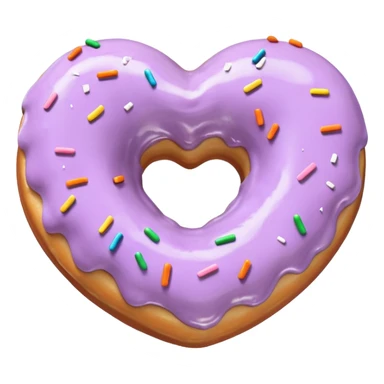 Realistic isolated heart shaped donut with pale lilac & glaze. sticker