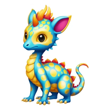 a colorful edgy cute vernid-fionbri-creature with splash patterns full body sticker