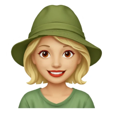 messy green clay mask and red tourist hat blond woman sticker