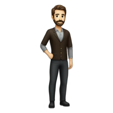 Skinny brown haired Bartender, with a beard wearing black mixing a stirred cocktail sticker