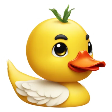 Yellow duck with tomatoes on a head sticker
