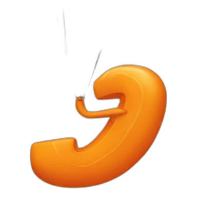 a large orange letter Q to which the parachute is attached sticker