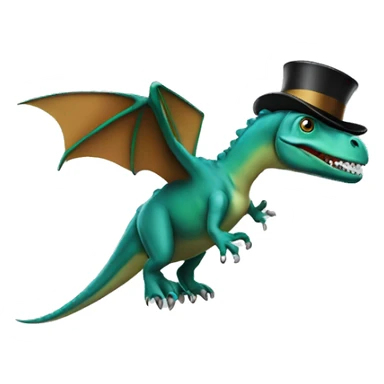 flying dinosaur with top hat sticker