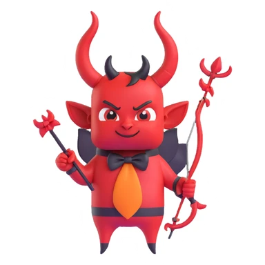 devil bow, red and black colors, small horns on the bow, pointed ends, mischievous vibe sticker
