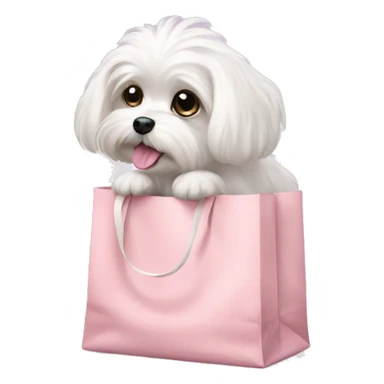 Maltese dog in a light pink bag sticker