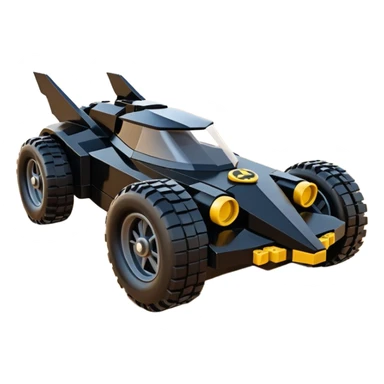  the animated series aerodynamic Lego futuristic Batmobile loosely based on 1936 school bus (flat long straight faceted mechanical body) stealthy town hot rod desert dirt racing rwd buggy  sticker