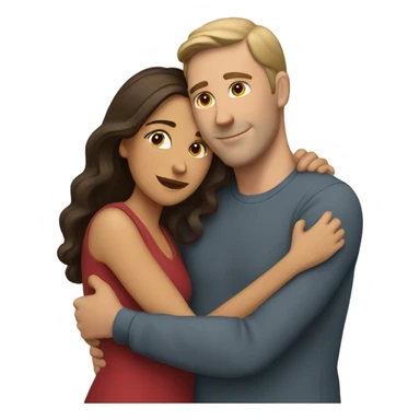 White man an hispanic woman hug each other sticker