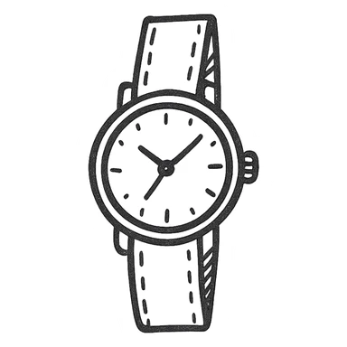 watch, hand drawn outlined icon style, sketchy lines, no fill sticker
