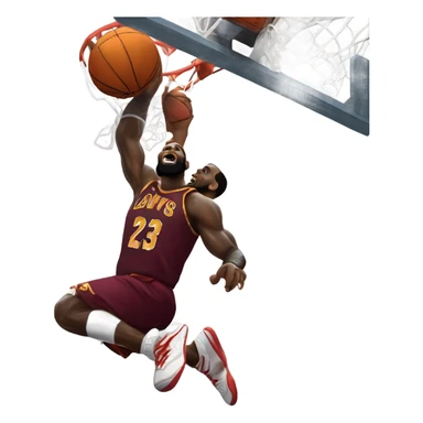 LeBron James dunking on a basketball hoop sticker