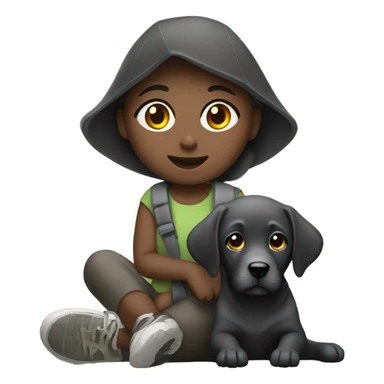 squatting girl with charcoal lab outdoors sticker