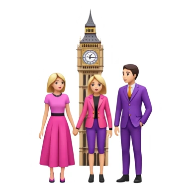 London Big ben and couple is seeing toward big ben and keep couple dress colourful pink,purple,orange,black and some lights sticker