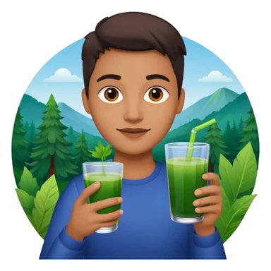 juice,forest fruits, person, green juice sticker