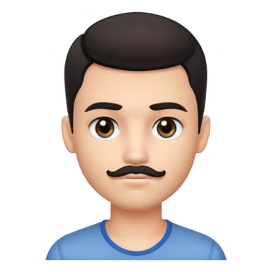 pretty handsome bratz man, with black black black  eyes,  short dark hair,  short mustache , pale skin, defined jawline sticker