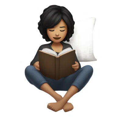 Girl with black hair lying in bed reading on her kindle sticker