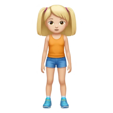 Child 8 year old girl standing  no shorts no shirt sticker