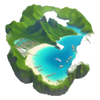 The island of Bora Bora located in French Polynesia in emoji style with the view of the whole archipelago make it as realistic and accurate as possible sticker