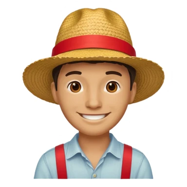 Chapeau de paille avec ruban rouge homme sticker