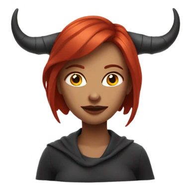 A woman with redhair and demon horns sticker