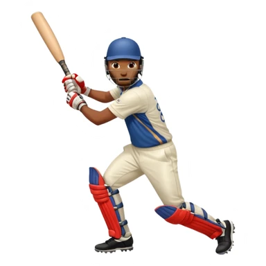 Right handed cricketer playing a straight drive shot with a cricket bat sticker