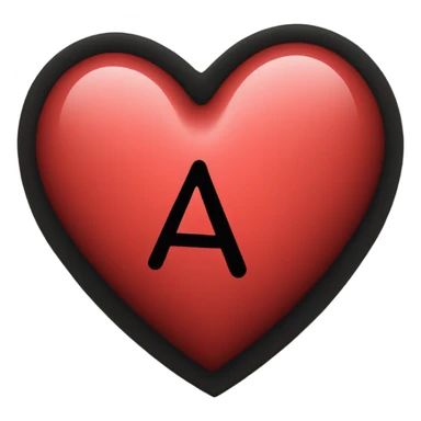 Red heart with black  “A” initials in the middle  sticker