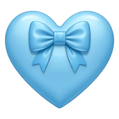light blue heart with a bow, emoji style sticker