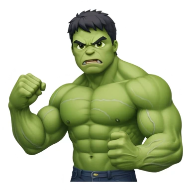 Create the Hulk flexing his arm muscles in anger sticker