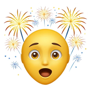 yellow face looking up at fireworks, excited expression sticker