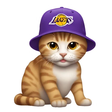 Cat wearing a lakers hat sticker