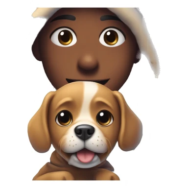 A little dog named Charlie and his owner named Habibi Ale, happy in the cold morning  sticker