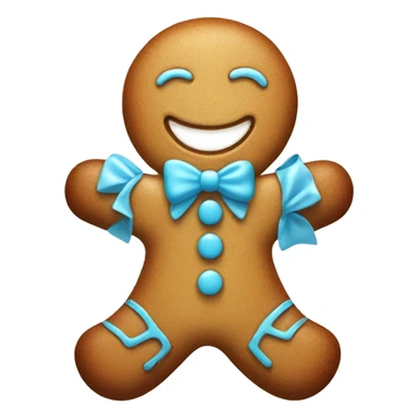Happy Gingerbread man with light blue bow  sticker
