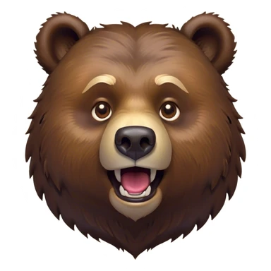 Cinematic Comical Grizzly Bear Portrait Emoji, Head tilted dramatically with an exaggeratedly amused expression, featuring a striking, rugged deep brown fur with bold fur texture, wide, expressive eyes filled with playful disbelief, Simplified yet hilariously expressive features, highly detailed, glowing with a slightly sassy glow, high shine, dramatic yet playful, stylized with an air of cheeky wilderness mischief, bright and endearing, soft glowing outline, capturing the essence of a spirited and over-the-top grizzly, so meme-worthy it feels like it could roar its way into internet fame instantly! sticker