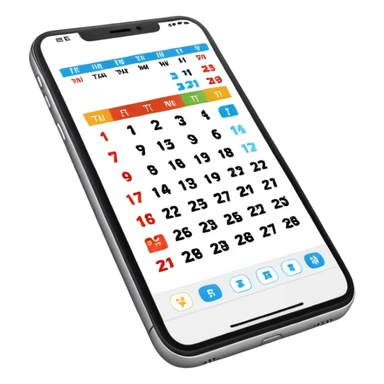 smartphone with calendar app showing on screen sticker