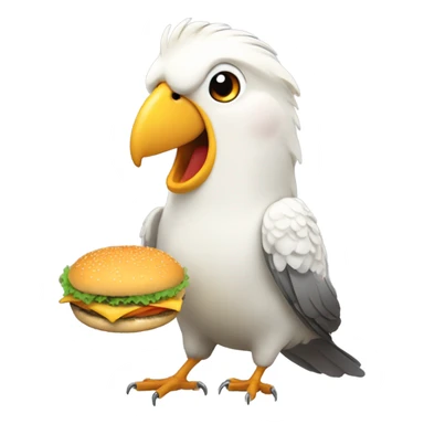 cockatiel bird holding burger sticker