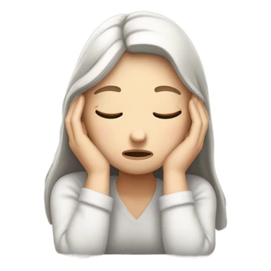  White girl ashamed of herself of hiding face in hands sticker