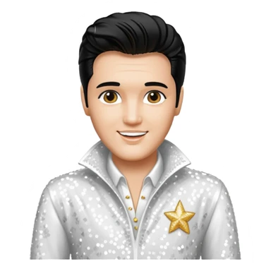 Elvis Presley with white sequin outfit sticker