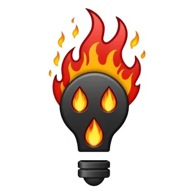 Minimalist emoji-style sticker of a bold exclamation mark surrounded by small flames or cracks. Black and dull red color palette, no outline.
 sticker