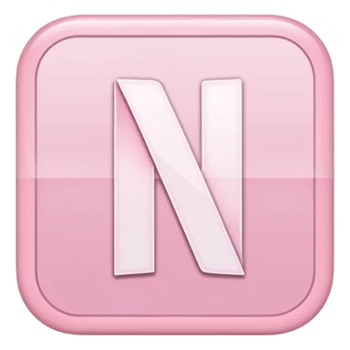Netflix aesthetic "N" logo in pastel pink with white glowing outline sticker