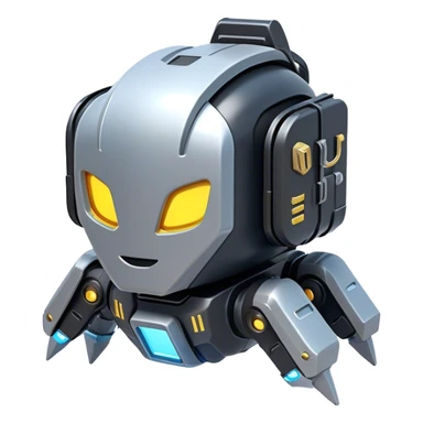 Clash of Clans aesthetic: Cinematic Playful 3D Isometric Jetpack Emoji, rendered in a 3D vector-style similar to standard emojis with minimal shading and bold, simplified shapes. A compact, distinct form with signature details, softly glowing with a futuristic sci-fi warfare charm. Simplified yet unmistakably iconic, highly detailed and consistent, glowing with a soft radiance and high shine. Stylized with a touch of high-tech brilliance and a soft glowing outline, capturing the essence of a beloved gaming relic with a friendly, playful manner! sticker