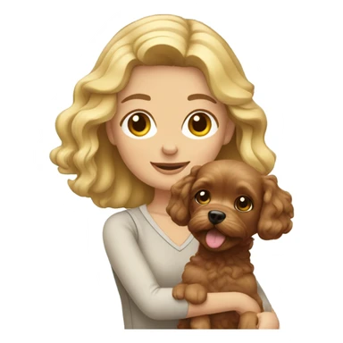Blonde girl holding brown cavapoo sticker
