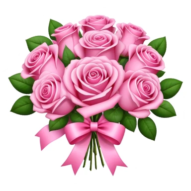 pink rose bouquet with pink ribbons  sticker