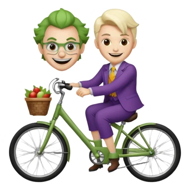 A teacher riding a bike with a joker-like aura sticker